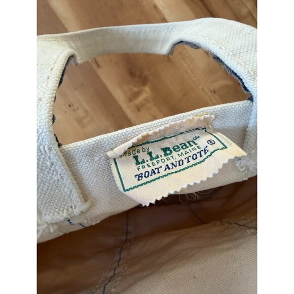 Vtg 80s LL Bean Deluxe Boat And Tote Canvas Bag Tall Blue Crinkle Tag 16x17 - Picture 7 of 7